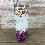 Hummingbird Flowers and Glitter 20 oz Skinny Tumbler with Lid and Straw