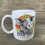 Good Vibes Only Cow Mug