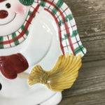 Fitz & Floyd Plaid Christmas Snowman Canape Plate