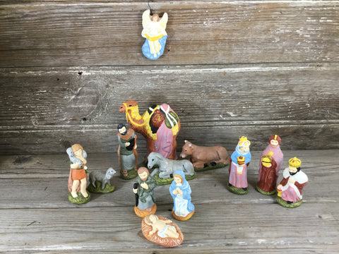 1979 Vintage Hand-Painted Nativity Set - 13 Piece Christmas Decor ...