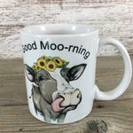 Good Moo-rning Sunflower Cow Coffee Mug - OOPS