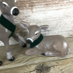 Set of 2 Vintage Ceramic Deer Figurines Hand Painted