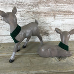 Set of 2 Vintage Ceramic Deer Figurines Hand Painted