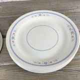 Set of 4 Vintage Corelle 7.25” Needlepoint Bread Plates Blue Flowers & Checkers