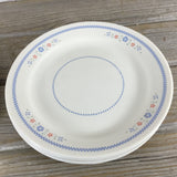 Set of 4 Vintage Corelle 7.25” Needlepoint Bread Plates Blue Flowers & Checkers