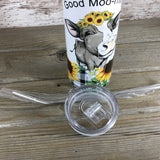 Good Moo-rning Sunflower Cow 20 oz Skinny Tumbler with Straw & Lid