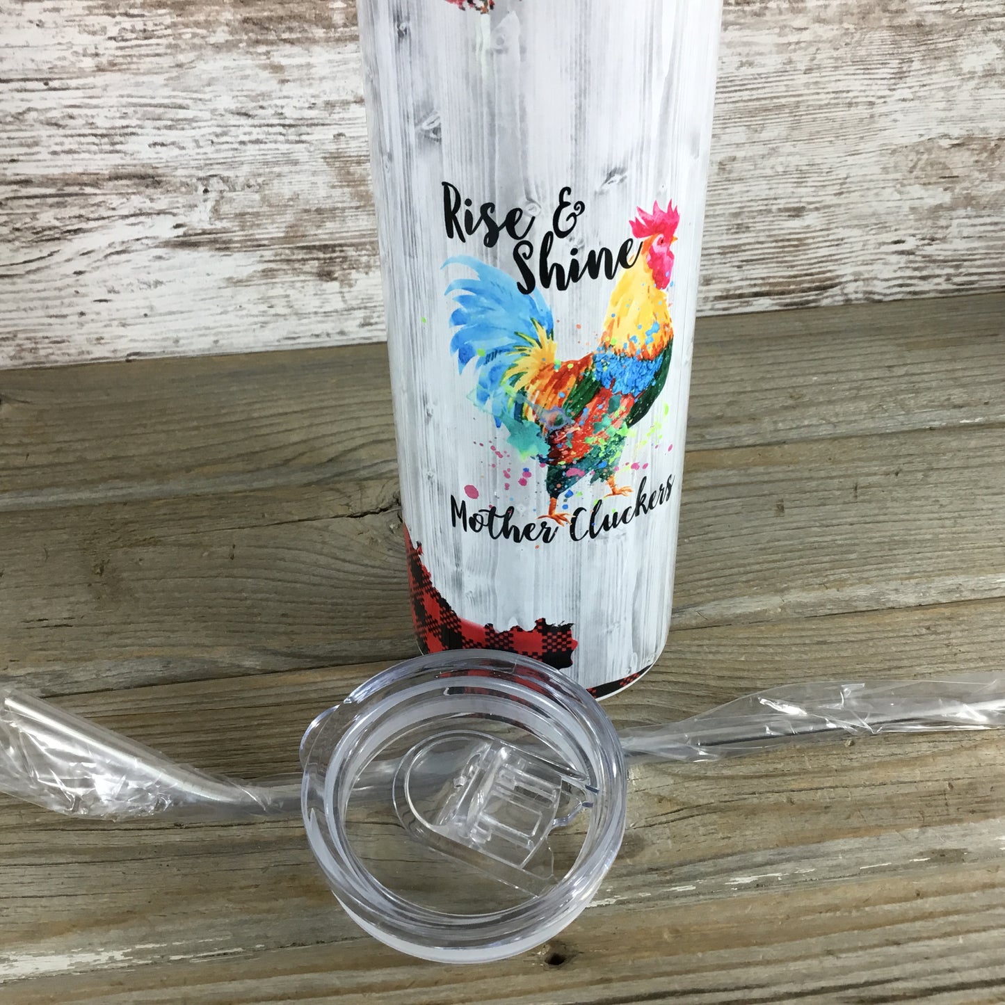 Rise and Shine Mother Clucker's 20 oz Skinny Tumbler with Straw & Lid