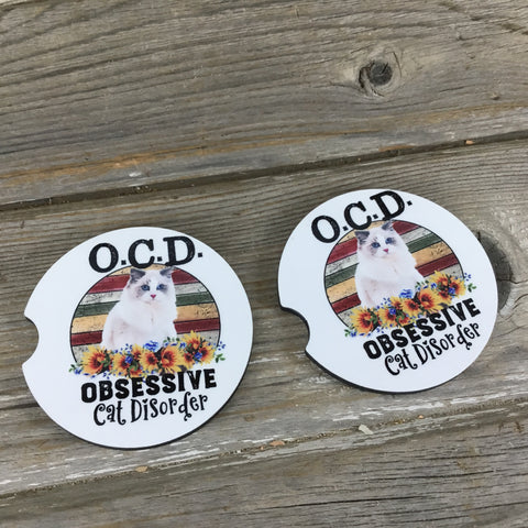 O.C.D. Obsessive Cat Disorder Car Coasters