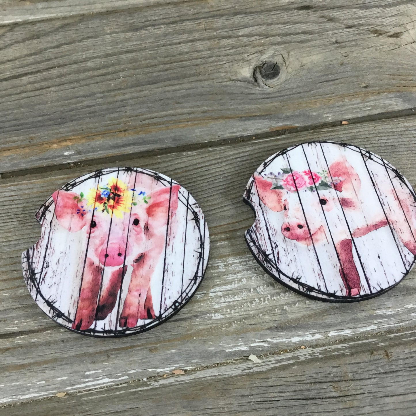 Rustic Pig Car Coasters