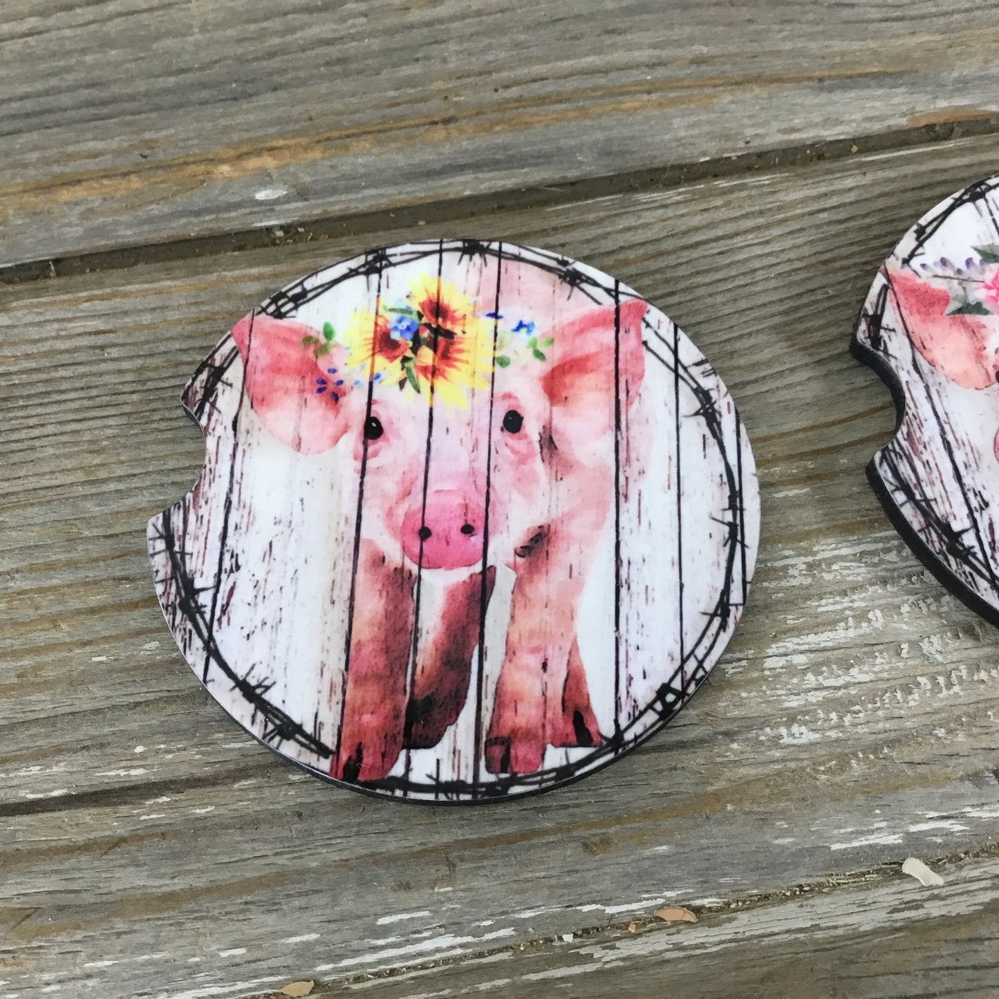 Rustic Pig Car Coasters