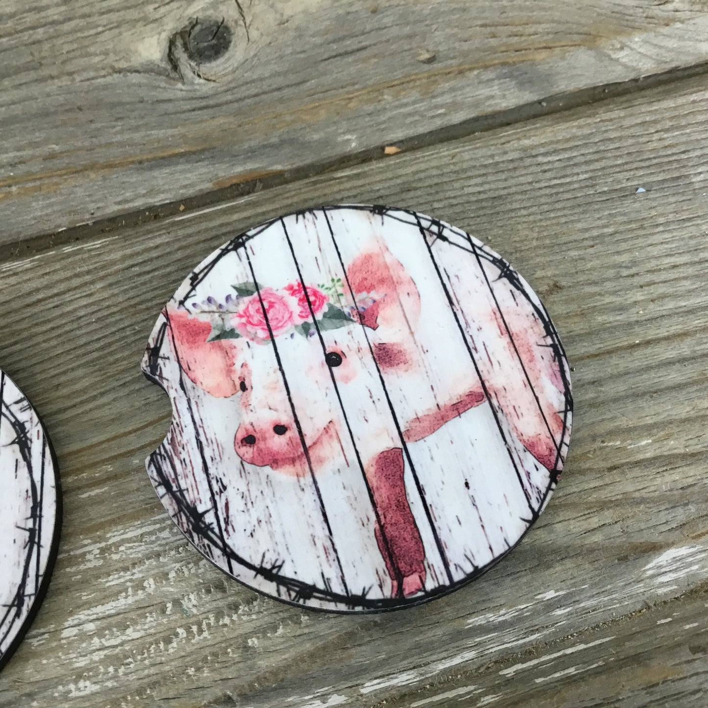 Rustic Pig Car Coasters