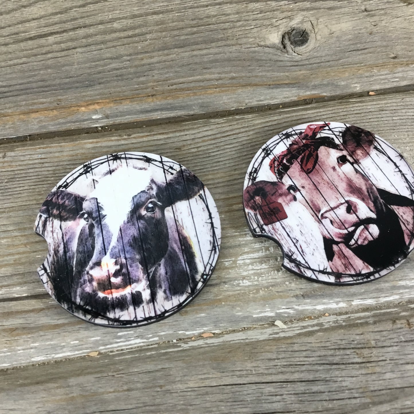 Rustic Cow Car Coasters