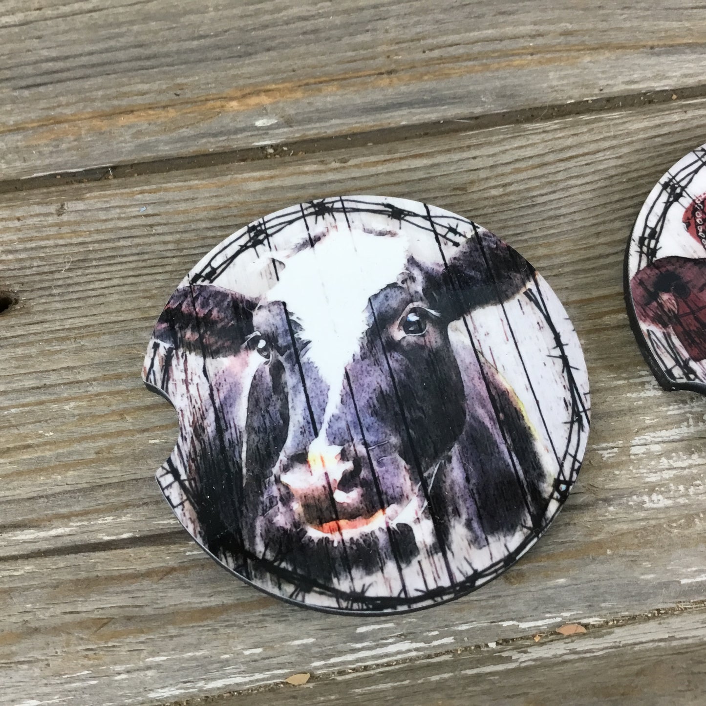 Rustic Cow Car Coasters