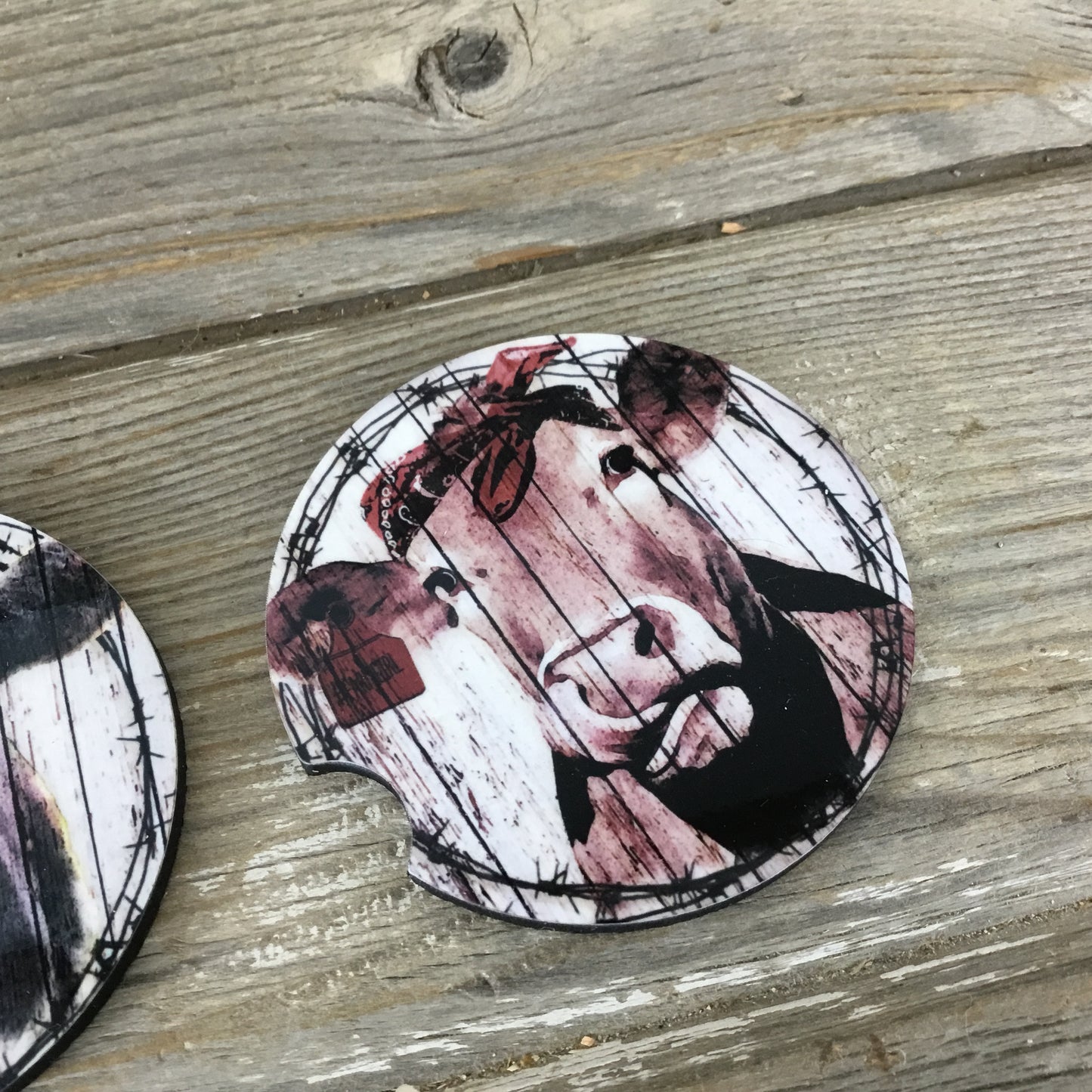 Rustic Cow Car Coasters