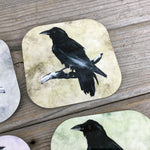 Black Crow Set of 4 Hardboard Coasters