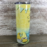 Squeeze the Day Lemon Gnomes Blue Truck 20 oz Skinny Tumbler Side View