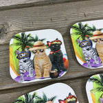 Cat Beach Pawtrol Coasters Set of 4