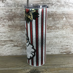 Stained Glass Santa Claus 20 oz Skinny Tumbler with Straw & Lid