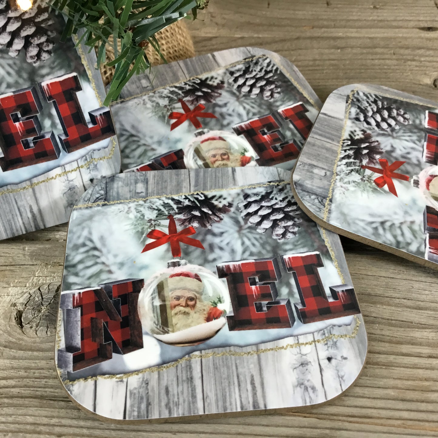 Noel Christmas Coasters Set of 4