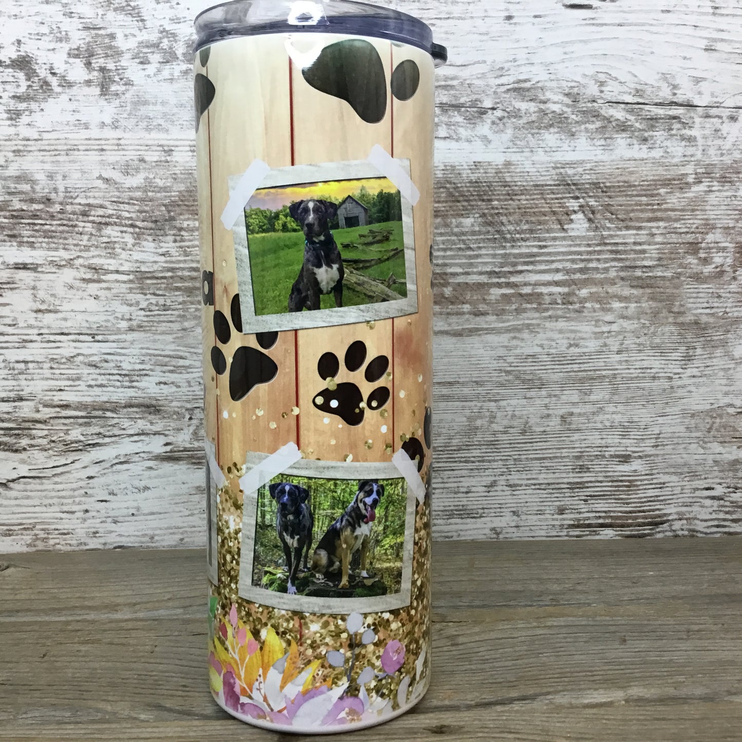 Fur Mama Personalized Dog Picture 20 oz Skinny Tumbler with Straw & Lid