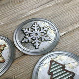 Rustic Christmas Tree Snowflake Coasters Set of 4