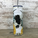 Highland Cow Sunflower Rustic Boho 20 oz Skinny Tumbler