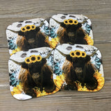 Sunflower Highland Cow Coasters