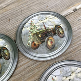 Rustic Green Tractor Christmas Coasters Set of 4