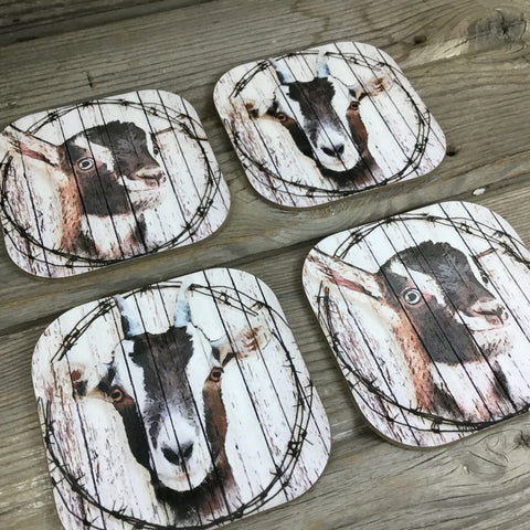 Rustic Goat Coasters Set of 4