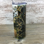 Deer Hunting Camo 20 oz Skinny Tumbler with Straw & Lid