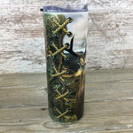 Deer Hunting Camo 20 oz Skinny Tumbler with Straw & Lid