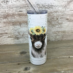Rustic Barn Wood Sunflower Goat 20 oz Skinny Tumbler