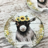 Rustic Sunflower Goat Car Coasters