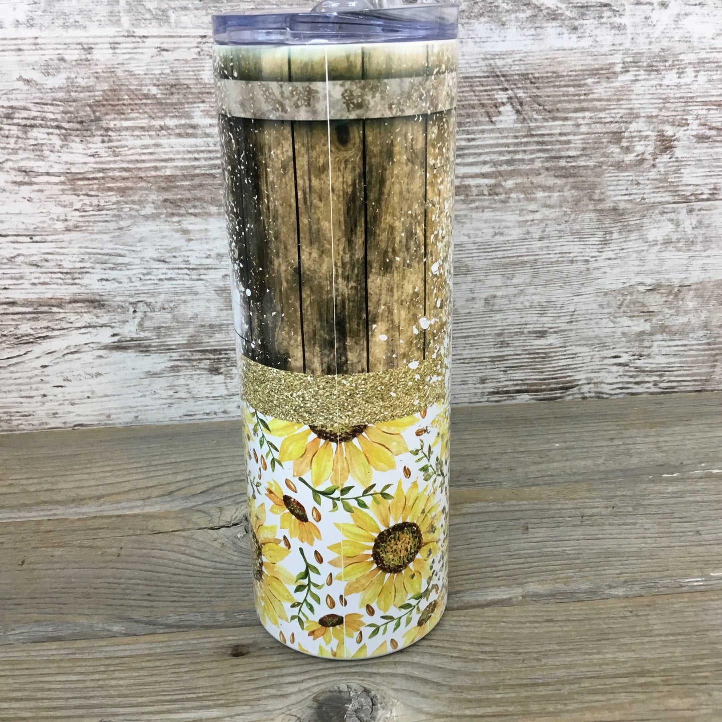 Rustic Sunflower Goat 20 oz Skinny Tumbler with Straw & Lid