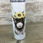 Rustic Sunflower Goat 20 oz Skinny Tumbler with Straw & Lid