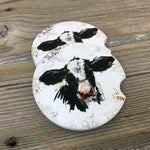 Floral Holstein Calf Cow Car Coasters