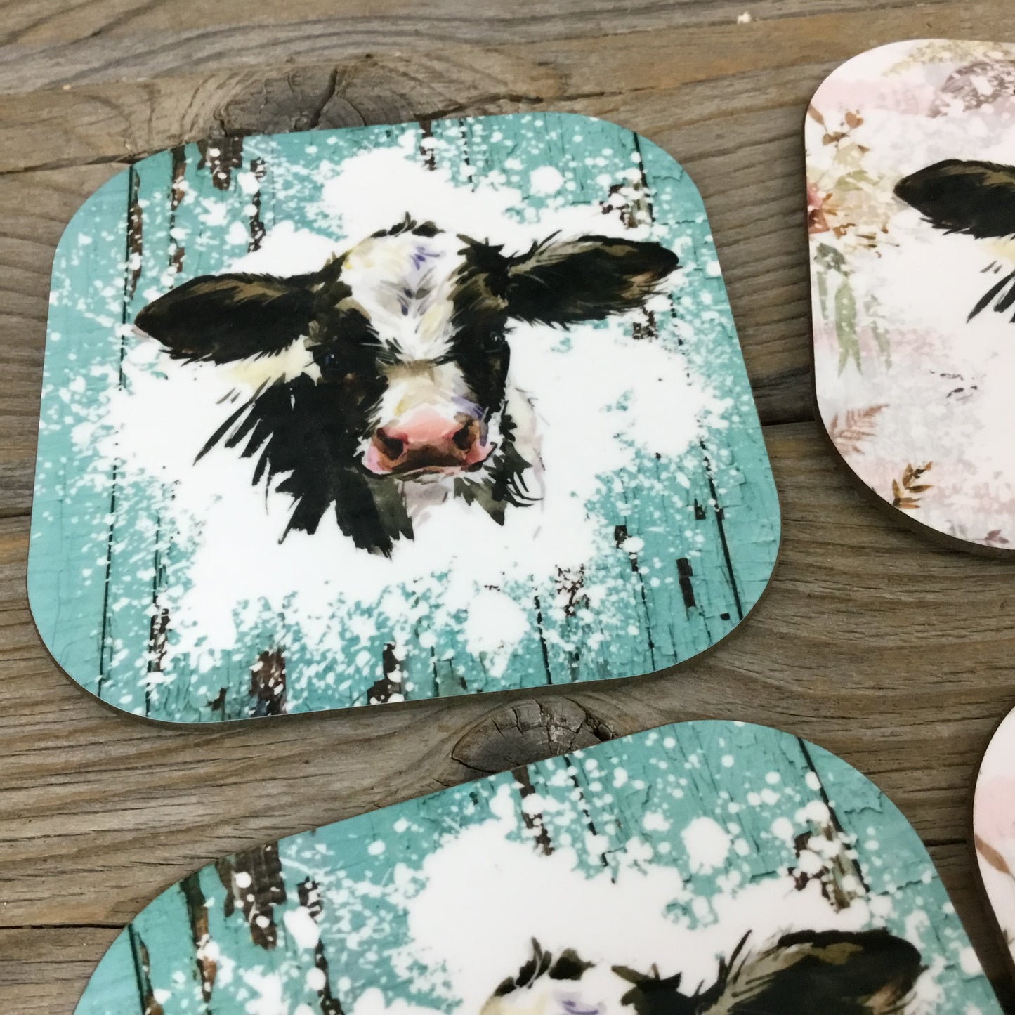 Holstein Calf Cow Coasters, Set of 4 Coasters, Hardboard Coasters