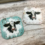Holstein Calf Cow Coasters, Set of 4 Coasters, Hardboard Coasters
