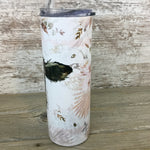 Floral Holstein Calf Cow 20 oz Skinny Tumbler with Straw & Lid
