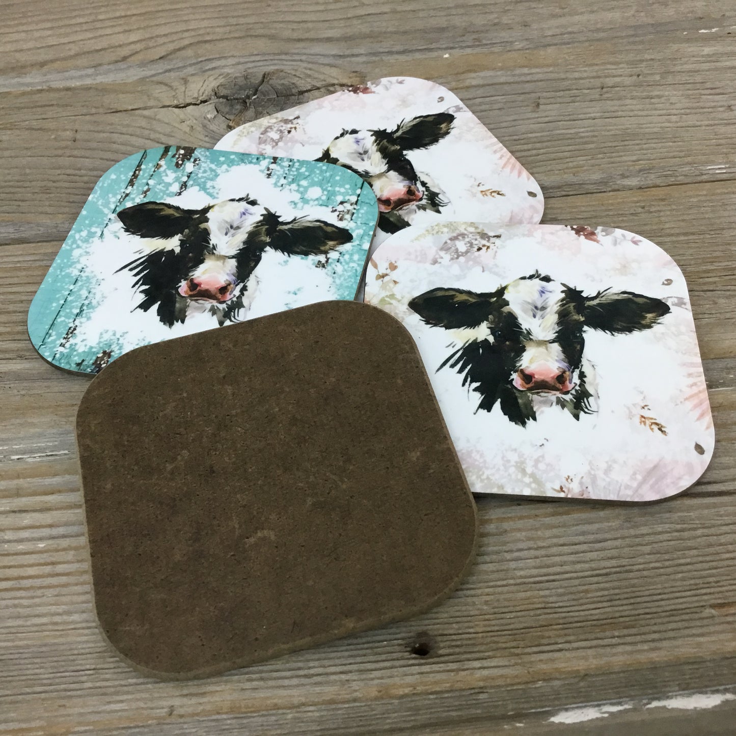 Holstein Calf Cow Coasters, Set of 4 Coasters, Hardboard Coasters