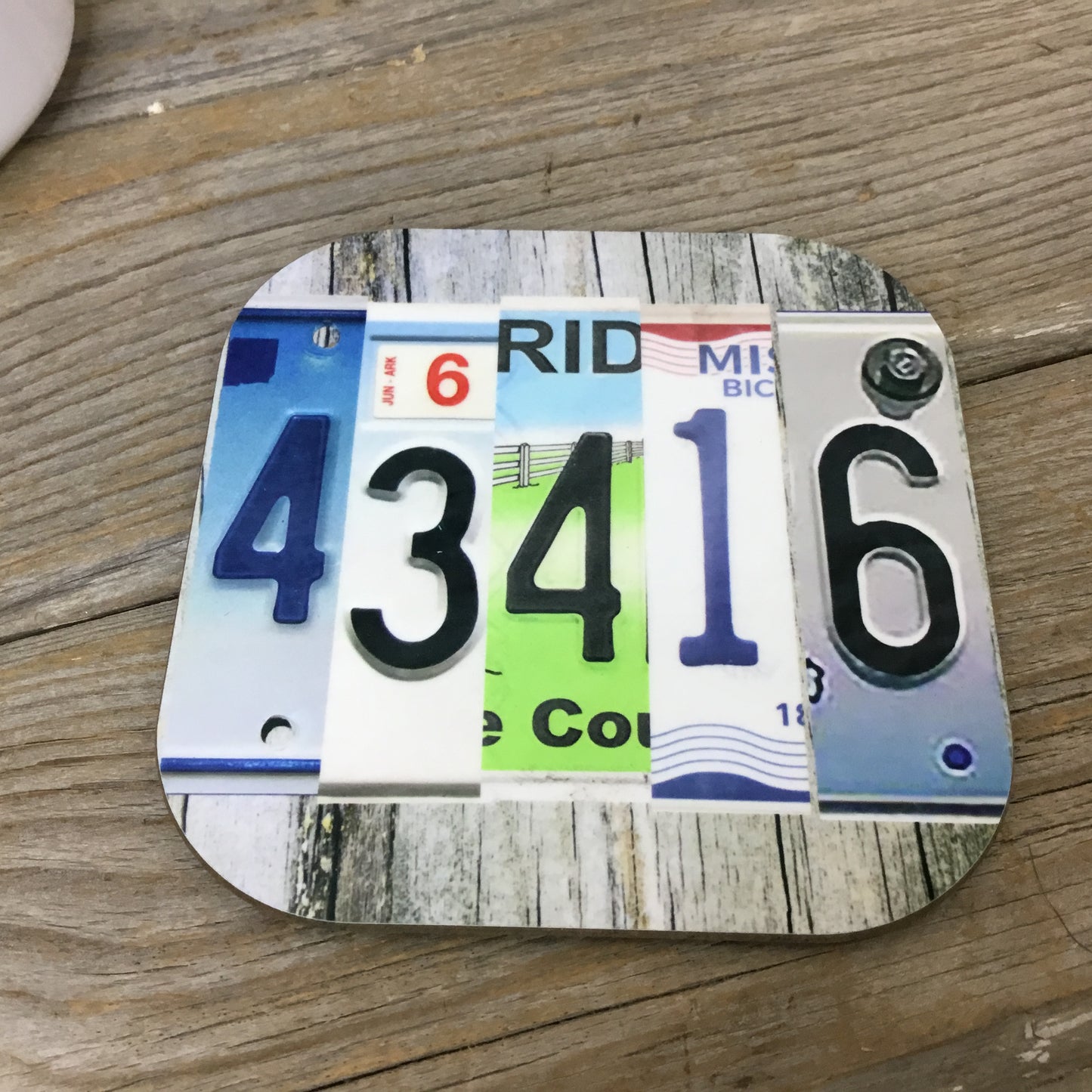 Zip Code License Plate Coasters, Set of 4 Hardboard Coasters