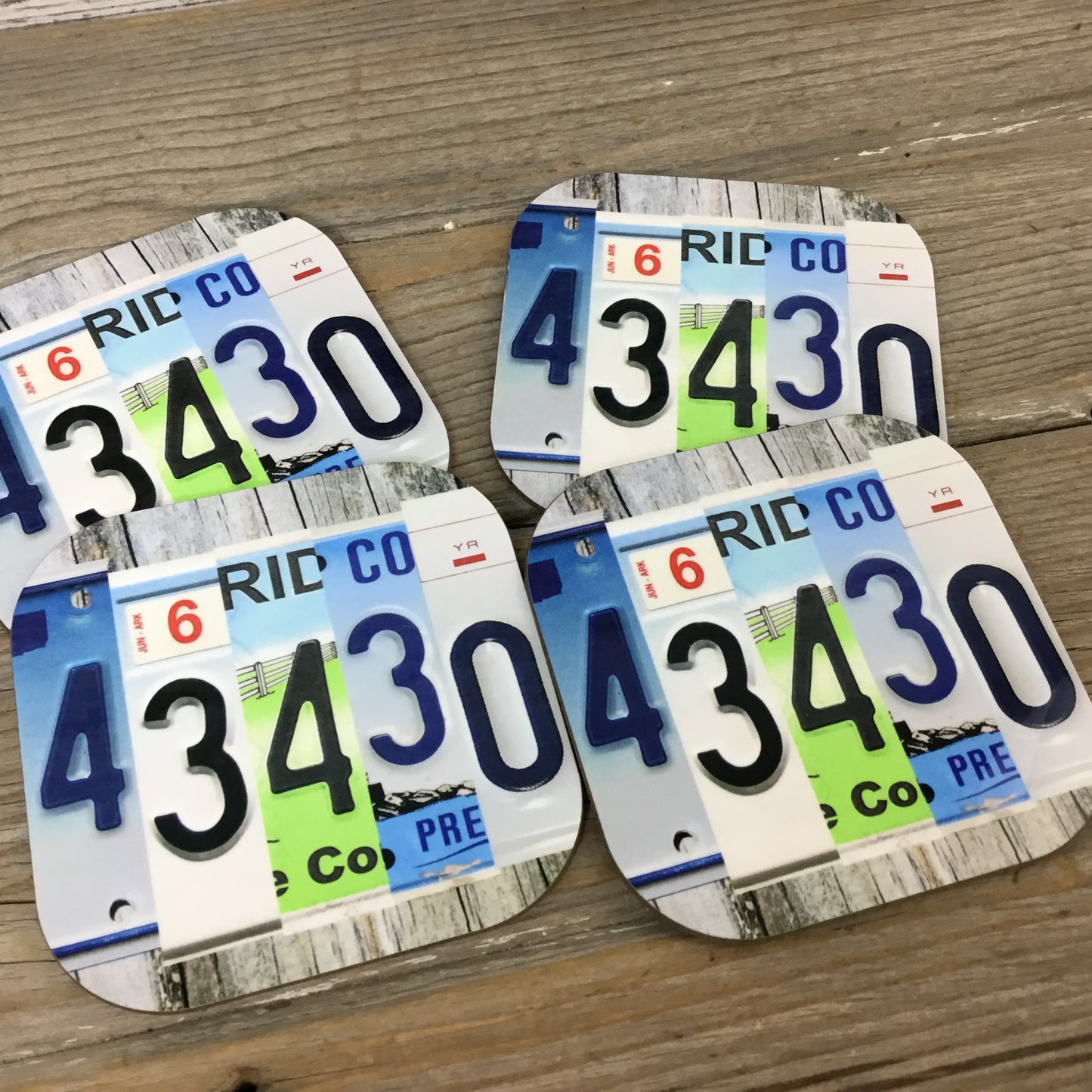 Zip Code License Plate Coasters, Set of 4 Hardboard Coasters