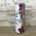 Retro Floral Folk Personalized Name 20 oz Skinny Tumbler with Lid and Straw