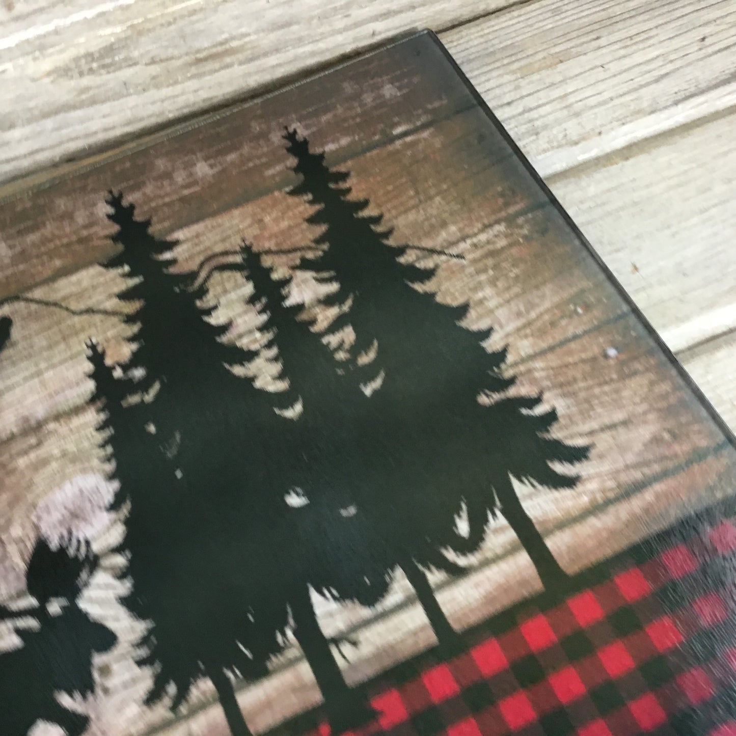 Moose Buffalo Plaid Cutting Board