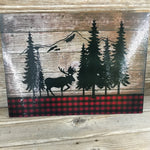 Moose Buffalo Plaid Cutting Board