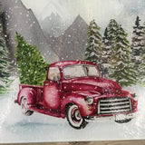 Vintage Red Truck Glass Cutting Board