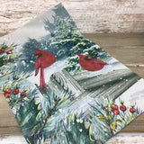 Male Cardinals on the Fence Winter Garden Flag