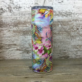 Retro Paisley Rainbow Personalized Name 20 oz Skinny Tumbler with Lid and Straw
