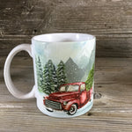 Vintage Red Truck Winter Coffee Mug