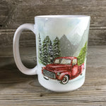 Vintage Red Truck Winter Coffee Mug
